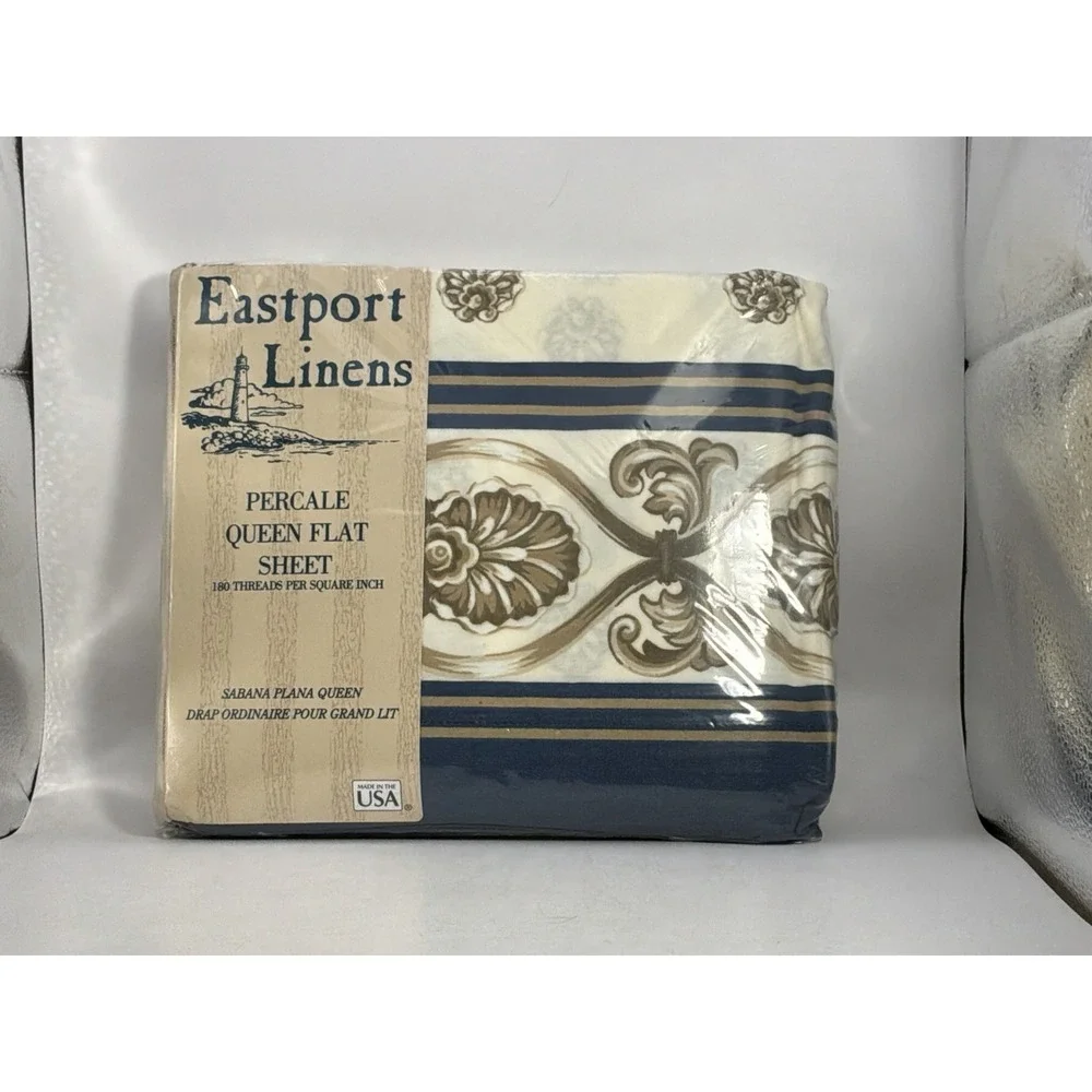 Vintage Eastport Linens Percale Queen Flat Sheet 180 Thread Count 